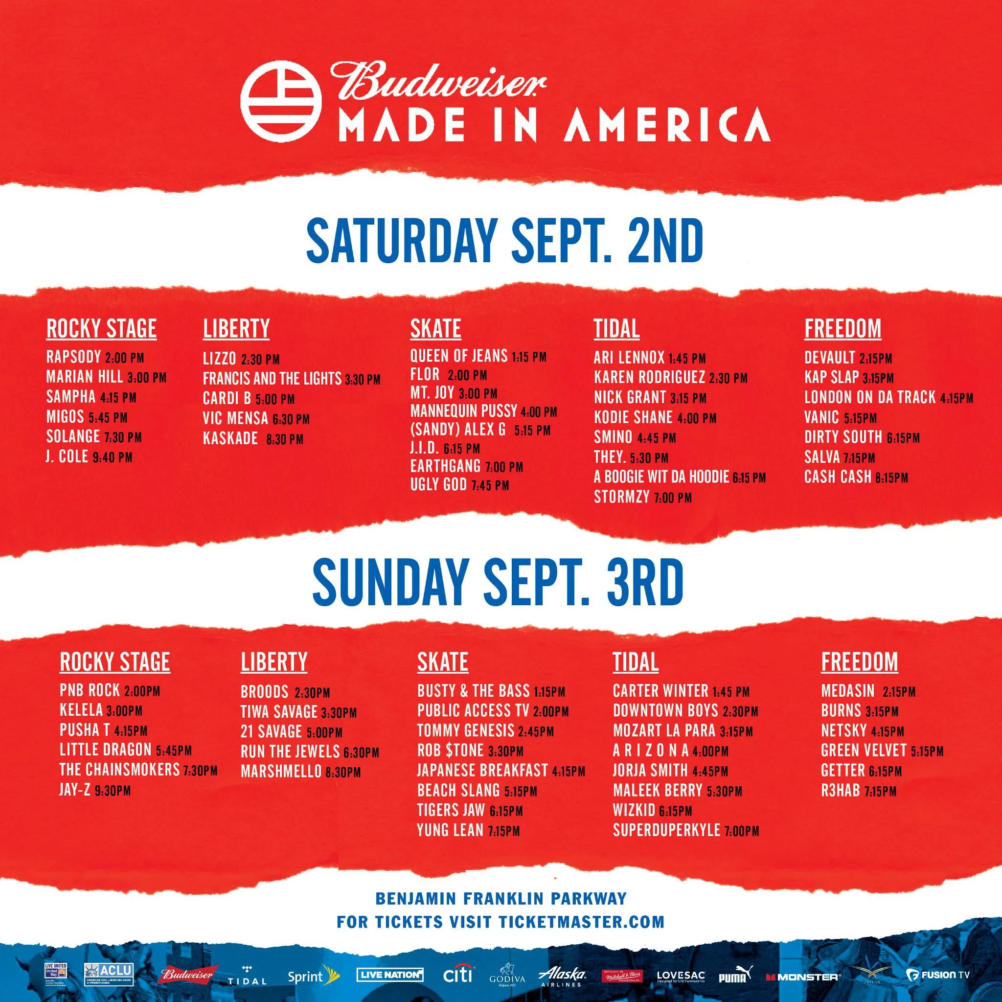 Made in America' schedule announced