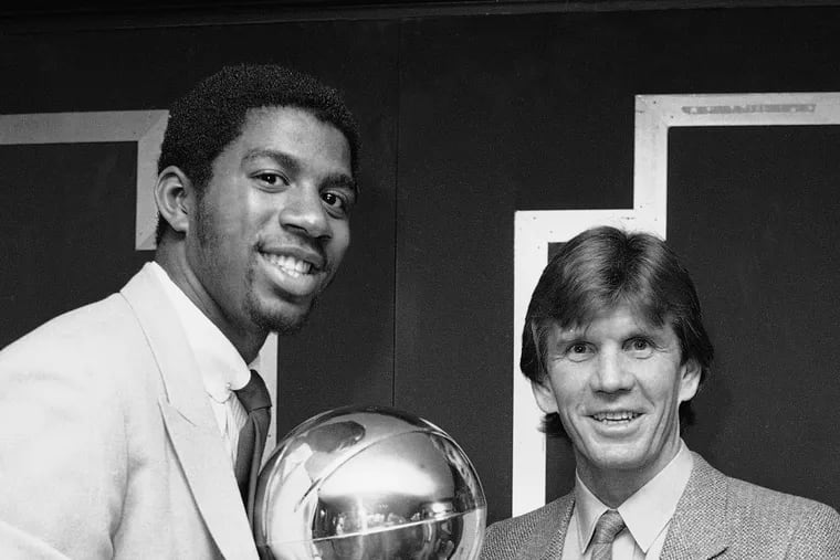 Magic Johnson (left) and Paul Westhead led the Los Angeles Lakers to the 1980 NBA championship. Then the modern power dynamics of pro sports began to play out.