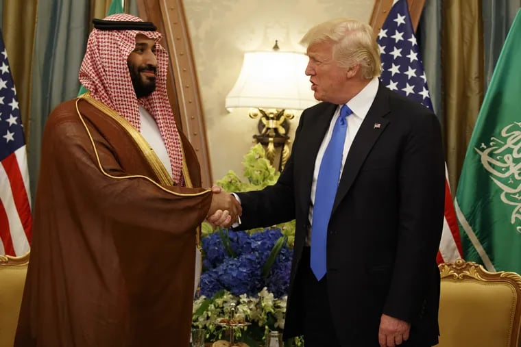 President Trump greets Mohammed bin Salman, the crown prince of Saudi Arabia, during a during a bilateral meeting in Riyadh back in 2017.