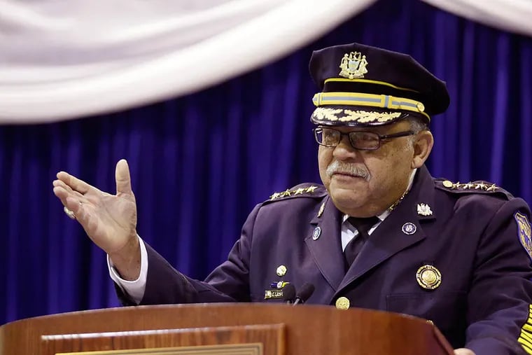 Philadelphia Police Commissioner Charles Ramsey delivers the keynote address during the graduation ceremonies for new South Jersey police officers at Camden County College Friday.
