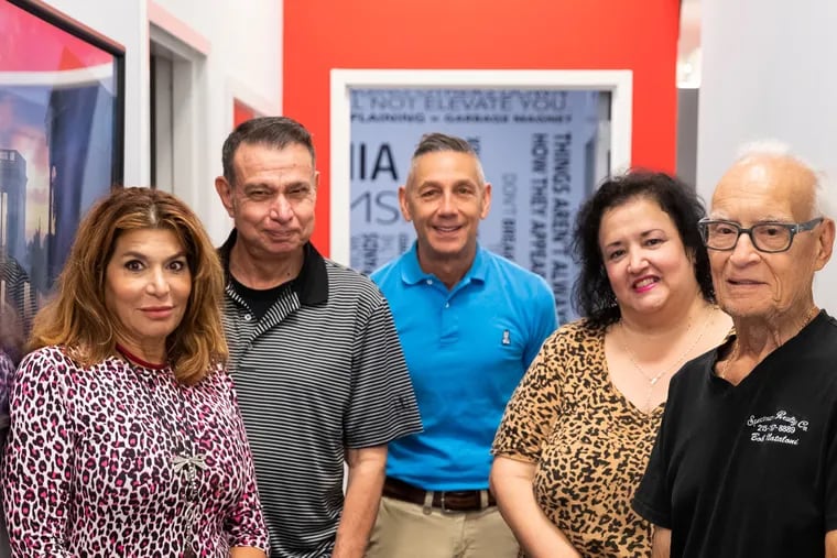 (Left to right) Barbara Capozzi, president of the Packer Park Civic Association, with board members John Nacchio, John Goldbloom, Theresa Franchetti, and Bob Nataloni in Philadelphia on Thursday. The Packer Park Civic Association lost in Common Pleas Court on July 1, when a judge ruled that Parx Casino had the right to get a "special exception" from the Zoning Board to open a sports betting parlor inside Chickie's & Pete's at 1526 Packer Ave.
