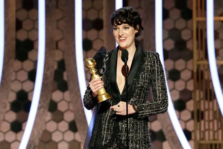 This image released by NBC shows Phoebe Waller-Bridge accepting the award for best actress in a comedy series for "Fleabag" at the 77th Annual Golden Globe Awards on Sunday.