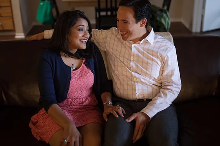 Kishwer Vikaas Barrica, who was raised in Olney, used to joke with her family that she would be up for an arranged marriage if she didn't find a husband by the end of law school. But she did: Gino Barrica, pictured with her in their Folsom, Calif., home. MAX WHITTAKER / FOR THE DAILY NEWS