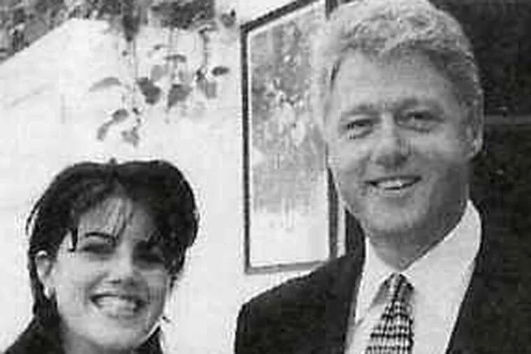 Former President Bill Clinton in 1995 with White House intern Monica Lewinsky, who was put on suicide watch, the book says.