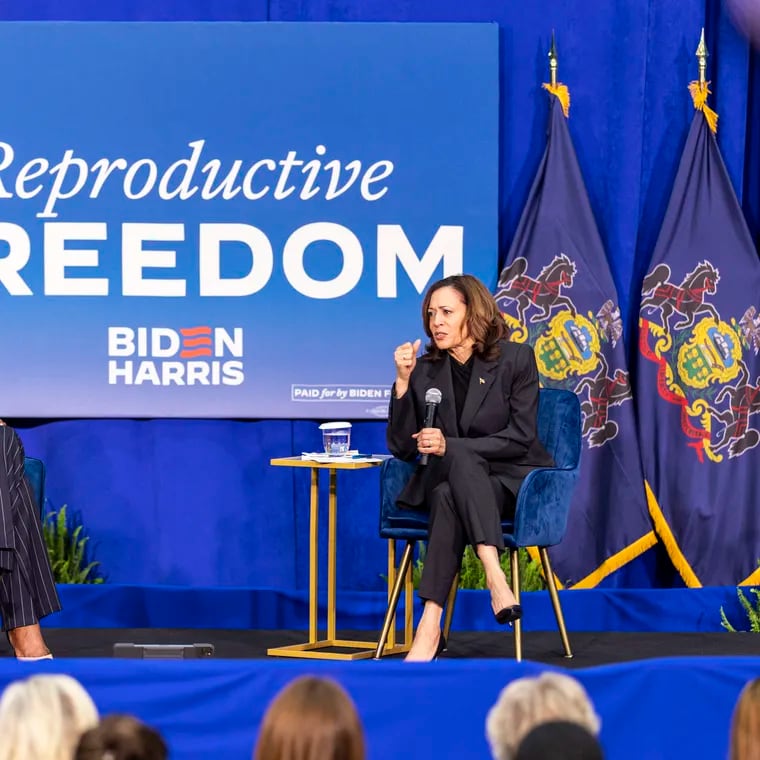 Vice President Kamala Harris is joined by actress and singer Sheryl Lee Ralph, to speak on the stakes of the election for reproductive freedom at Salus University in Elkins Park, Pa., on Wednesday, May 8, 2024.