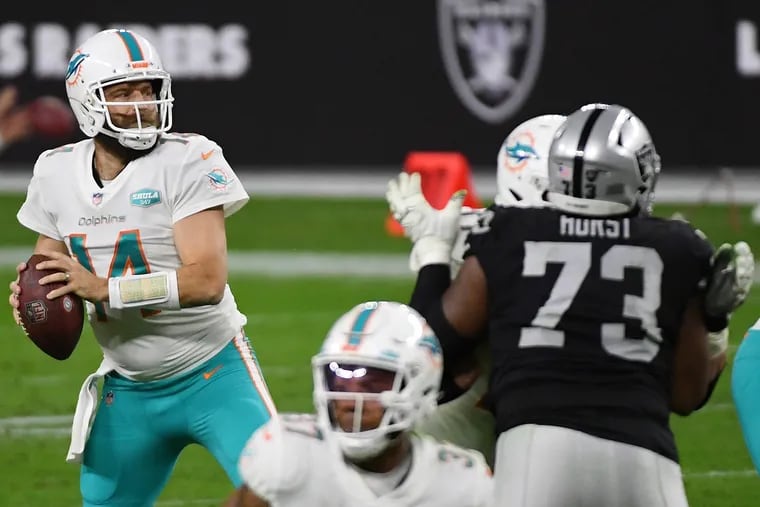 Miami Dolphins quarterback Ryan Fitzpatrick is a free agent at age 38.