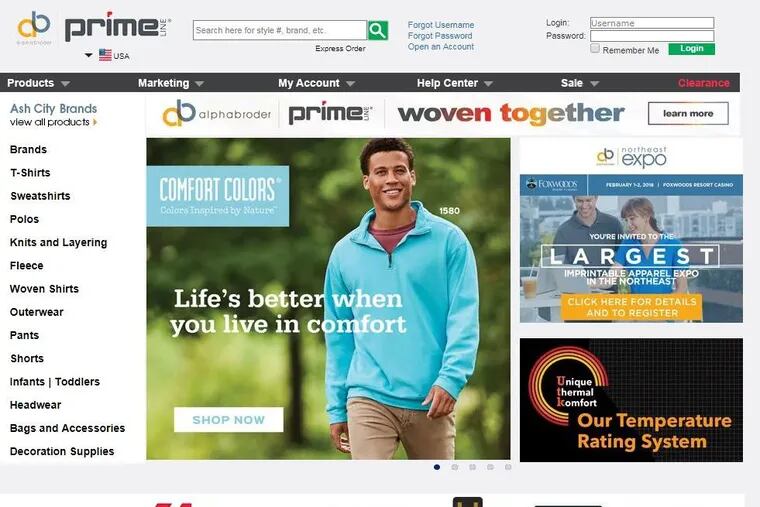 Philadelphia-based alphabroder, a privately held promotional-items distributor with $1.1 billion in yearly sales, has purchased Prime Line, adding mugs and other hard goods to its printed-clothing business at a time when Amazon and Fanatics are also starting to make their own clothing.