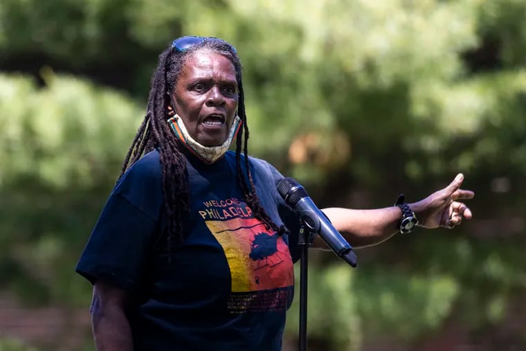 Consuewella Africa, 69, lost two daughters, Katricia, 13, and Vanetta, 11, in the MOVE bombing on May 13, 1985. She addressed supporters Saturday at Cobbs Creek Park during an observation of the 36th anniversary of the bombing that killed 11 people, including five children.