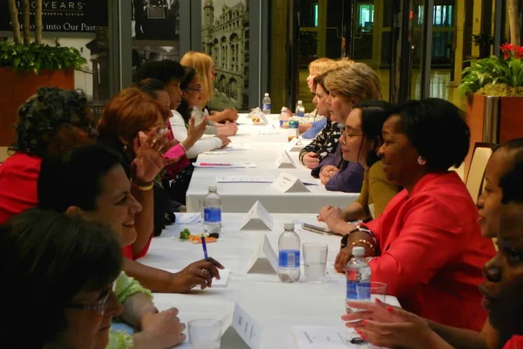 Businesswomen at a recent "speed-mentoring" event at the Federal Reserve Bank of Philadelphia that was a joint effort of the nonprofit credit-counseling and financial-planning agency and the Philadelphia region's Forum of Executive Women. (Clarifi)