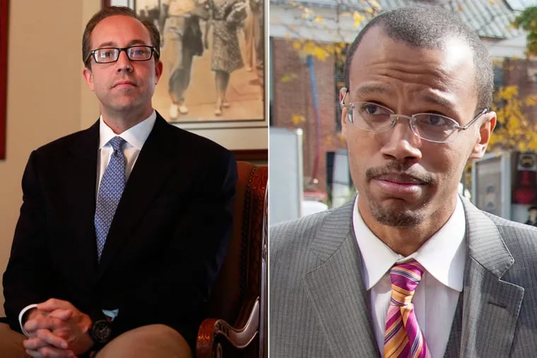 An associate of Chaka Fattah Jr. (right), David Shulick (left) is accused of drafting false budgets and submitted fake invoices to the school district while skimping on maintenance.