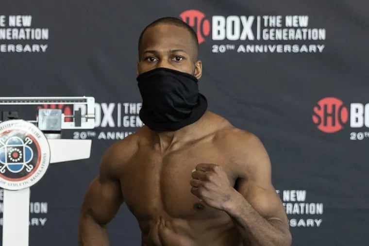 Philadelphia boxer Samuel Teah before a 2021 fight.