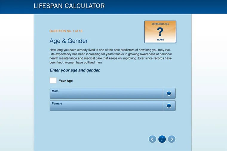 This is how Northwestern Mutual's online lifespan calculator begins.