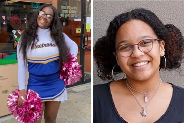Mecca Taylor (left) is a 12th grader at Benjamin Franklin High School. Jade Gilliam (right) is a 12th grader at Science Leadership Academy. Both school buildings have been shut down indefinitely due to asbestos issues.