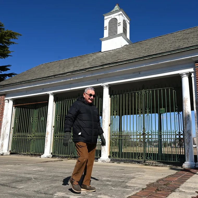 Cherry Hill resident Dan Cirucci near the former Garden State Park gatehouse. Tthe structure is the only building remaining from the thoroughbred racing facility that helped put Cherry Hill on the map.