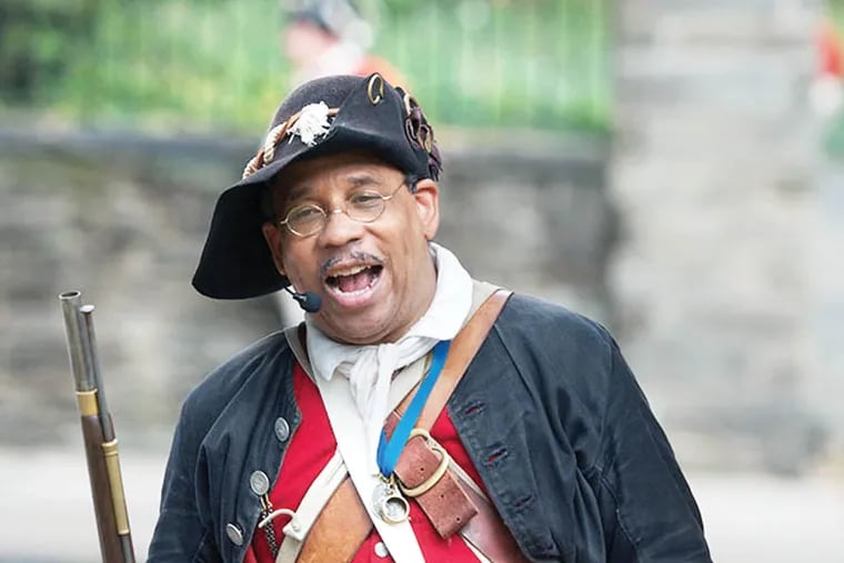 Noah Lewis will portray Revolutionary War soldier Ned Hector at the 1777 Battle of Germantown reenactment on Saturday at the city's Cliveden historic site. Hector was one of thousands of African Americans who fought in the Revolutionary War.  (Photo by Garth Herrick for Cliveden)