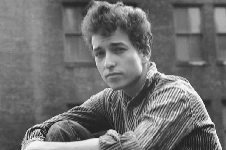 An early publicity photo of Bob Dylan in New York City.