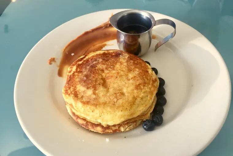 Sweet plantain pancakes from Usaquén, with panela syrup and Colombian caramel.