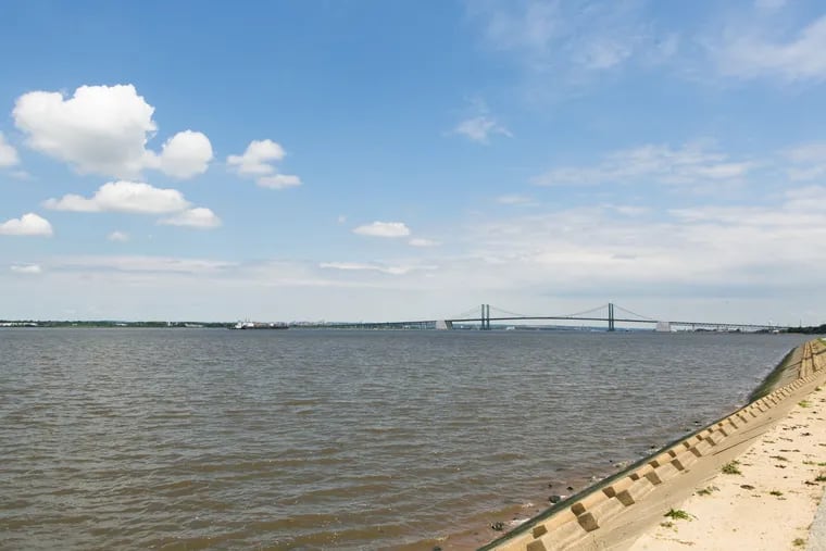 The view of the Delaware Memorial Bridge from Riverview Beach Park along NJ Route 49 on Wednesday, June 6, 2018. (MAGGIE LOESCH / Staff Photographer)
