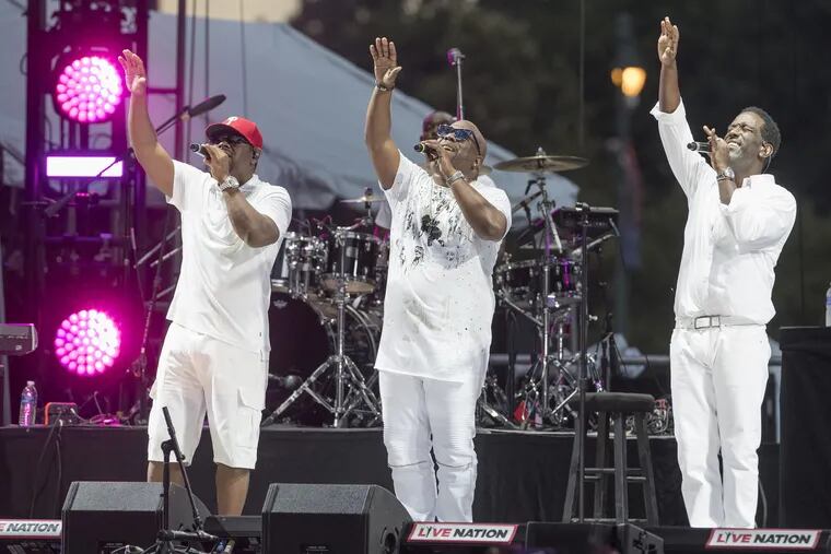 Boyz II Men performs. Wawa Welcomes America 4th of July Concert and fireworks at the Philadelphia Museum of Art on July 4, 2017, featuring Mary J. Blige and Boyz II Men. CHARLES FOX / Staff Photographer