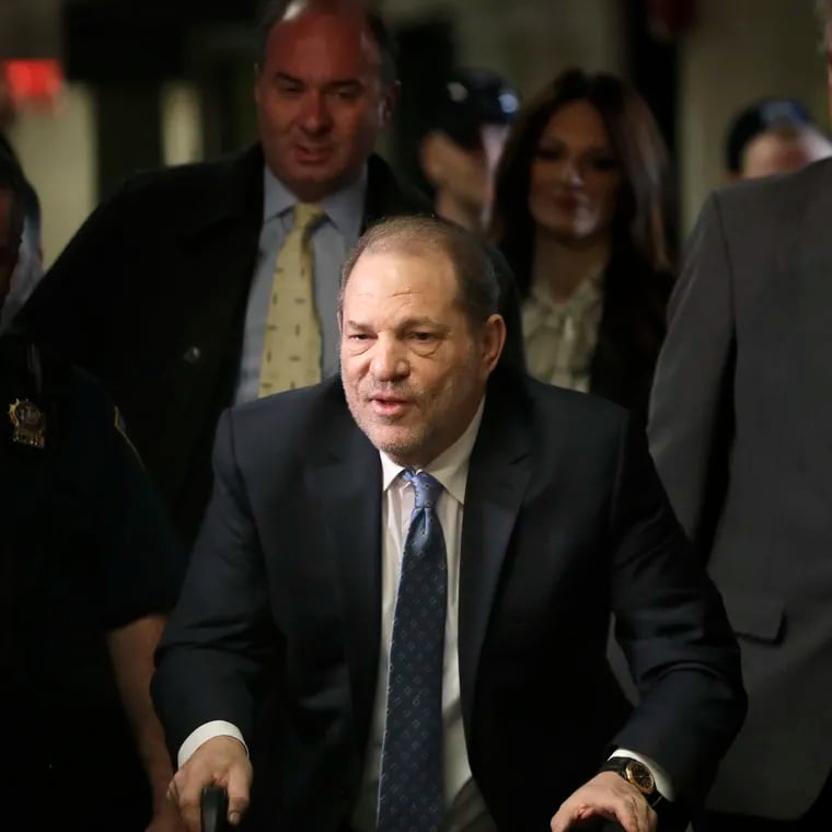 Harvey Weinstein arrives at a Manhattan courthouse for jury deliberations in his rape trial on Monday, Feb. 24, 2020.