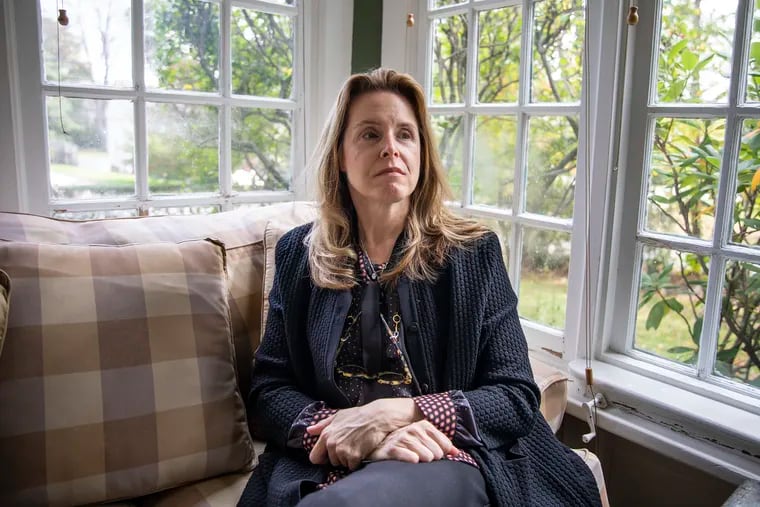 Ilyse Shapiro, 53, of Wynnewood, Pa., principal for Let's Be Direct LLC, poses for a portrait in her office room in her home on Friday, Oct. 18, 2019. "I wanted to help smaller and mid-size business with the customer relation management," Shapiro said. "I wanted to help form good ongoing relationships with their clients and prospects."