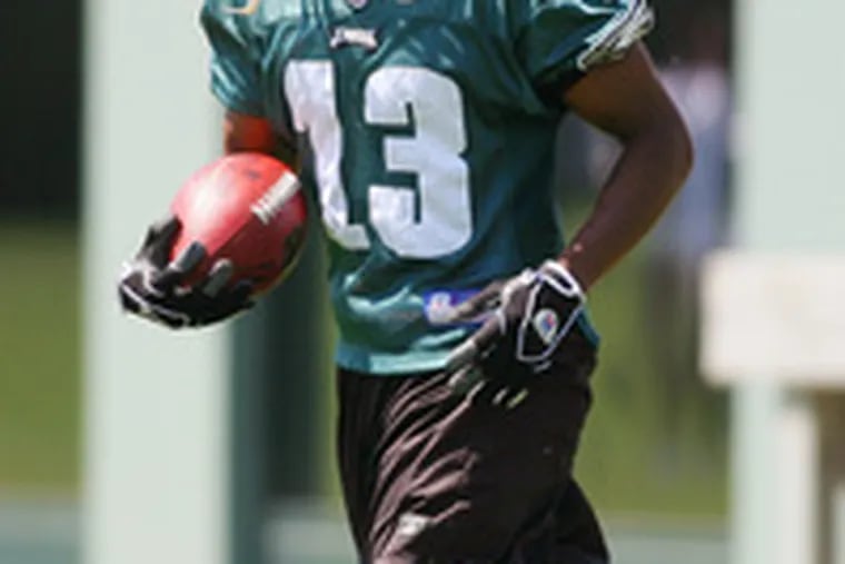 Receiver Bill Sampy hopes to step up from Eagles&#0039; practice squad to their roster.