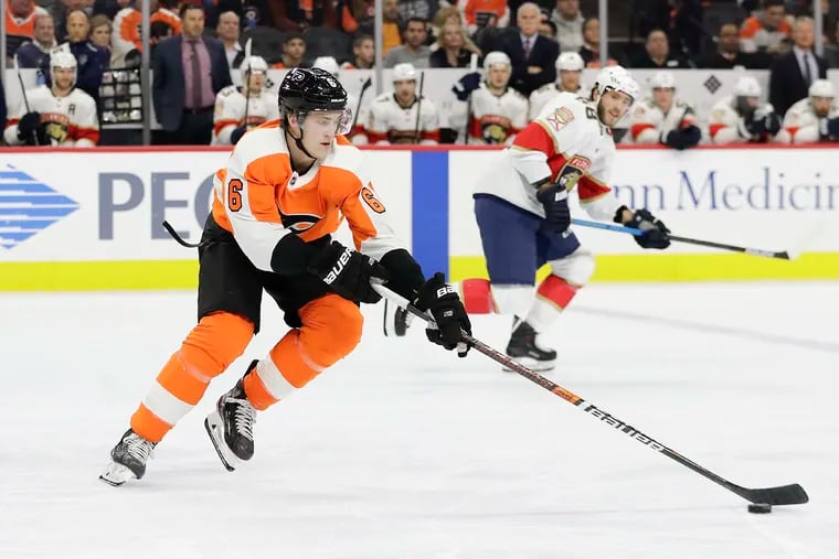 Flyers defenseman Travis Sanheim will try to continue his scoring magic against Florida's Sergei Bobrovsky on Thursday.