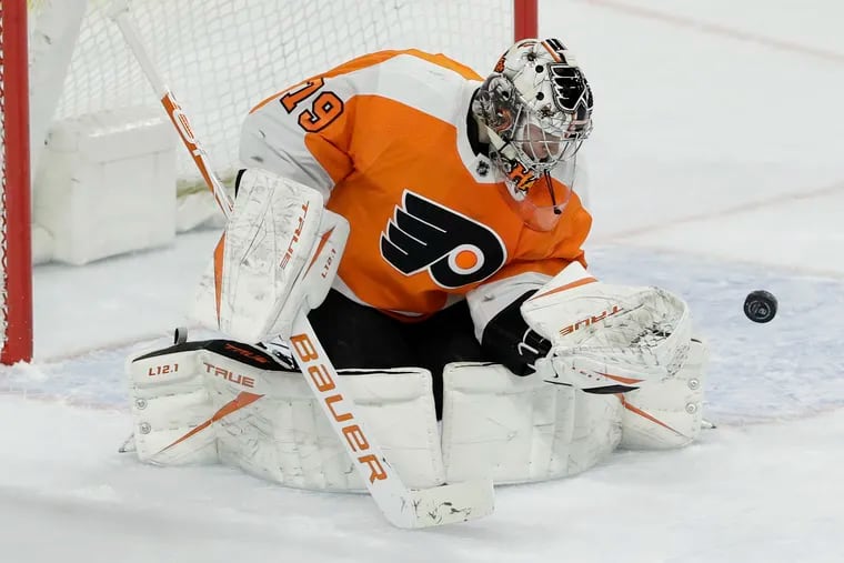 Flyers goaltender Carter Hart was unavailable Friday because of back spasms.