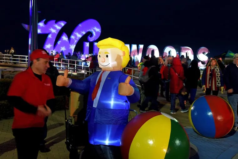 This 2020 file photo shows the crowd and balloons that greeted former President Donald Trump the last time he held a rally in Wildwood. The former president will hold a rally on the beach on Saturday.