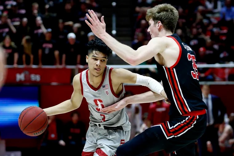 Stanford guard Tyrell Terry (left) averaged 14.7 points and shot 40.8% on three-pointers en route to being named to the Pac-12 all-freshman team.