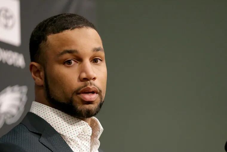 Eagles new wide receiver Golden Tate holds a press conference at the NovaCare complex in Philadelphia, PA on October 31, 2018. DAVID MAIALETTI / Staff Photographer