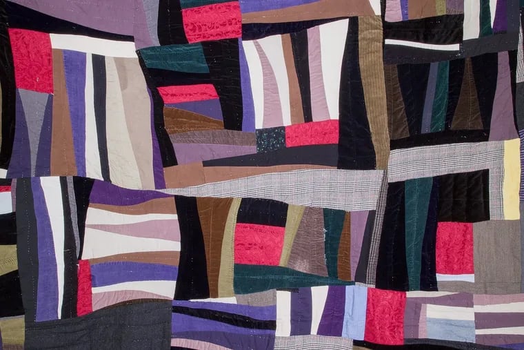 Detail from Mary Lee Bendolph's quilt, "Husband Suit Clothes"  (1990) at the Swarthmore College List Gallery.