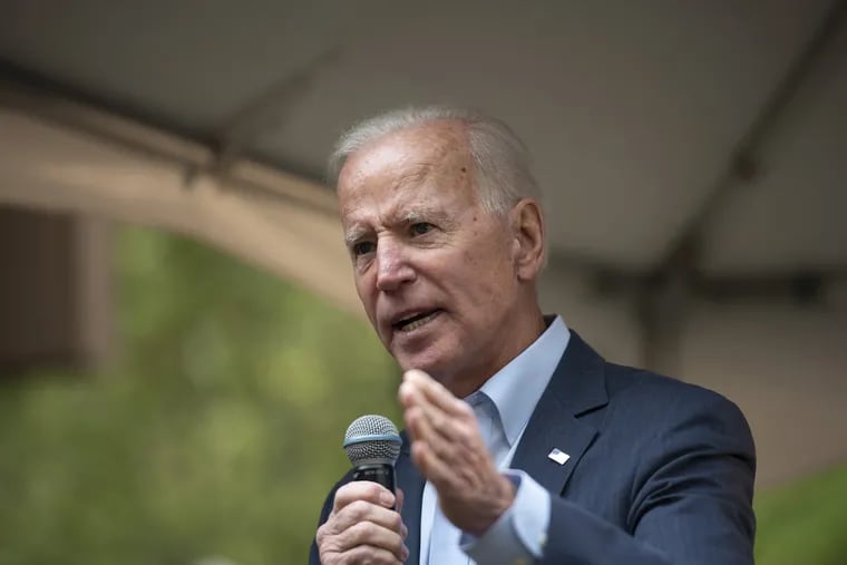 Former vice president Joe Biden, 2020 Democratic presidential candidate, speaks during a campaign stop in Nashua, N.H., on May 14, 2019.