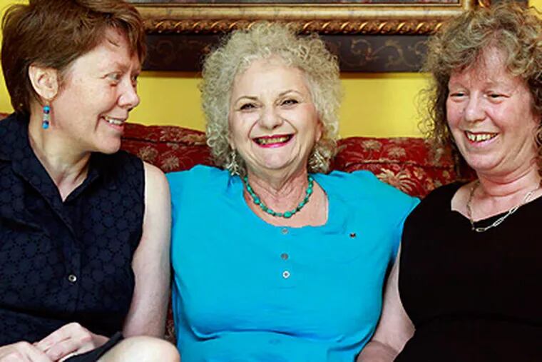Cecilia Ready (center) at home in Springfield, Delaware County, with friends Ann Green (left) and Jo Parker, both English professors at St. Joseph's University.