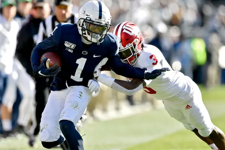 Penn State's KJ Hamler had two catches for 52 yards and three kickoff returns for 60 yards before sitting out the final three quarters against  Indiana on Saturday.