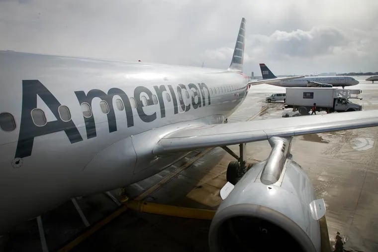 American Airlines flight wearing a new paint job in February 2014.