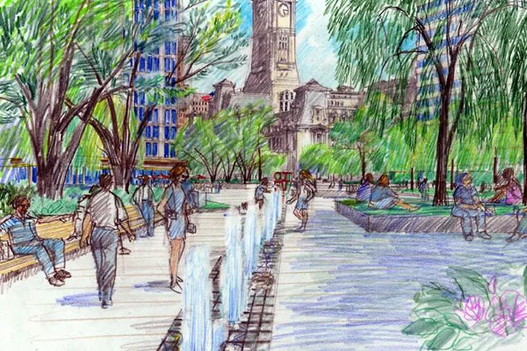 Drawings created between 2002 and 2008 are representative of what the admin would be looking for in a renovation of LOVE Park. (Nutter administration)