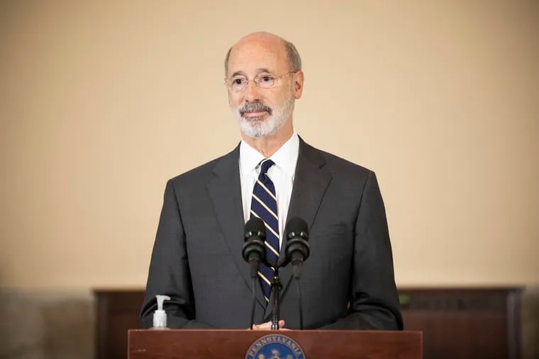 Pennsylvania Gov. Tom Wolf speaking at the press conference on Harrisburg on Sept. 1, 2020.
