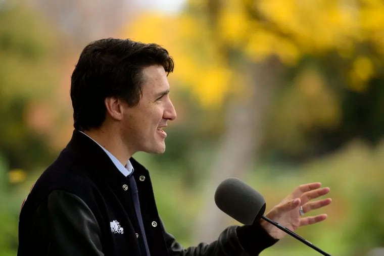 Canada's Liberal leader Justin Trudeau speaks during a campaign stop at the Botanical Garden in Montreal on Wednesday.