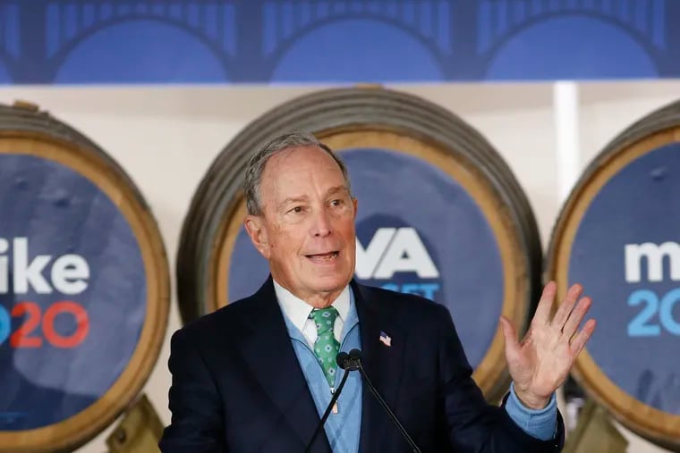 Democratic presidential candidate Mike Bloomberg speaks during a campaign event at Hardywood Park Craft Brewery in Richmond, Va., Saturday, Feb. 15, 2020.