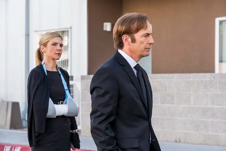 Bob Odenkirk as Jimmy McGill, Rhea Seehorn as Kim Wexler in the Season 4 premiere of AMC's "Better Call Saul"