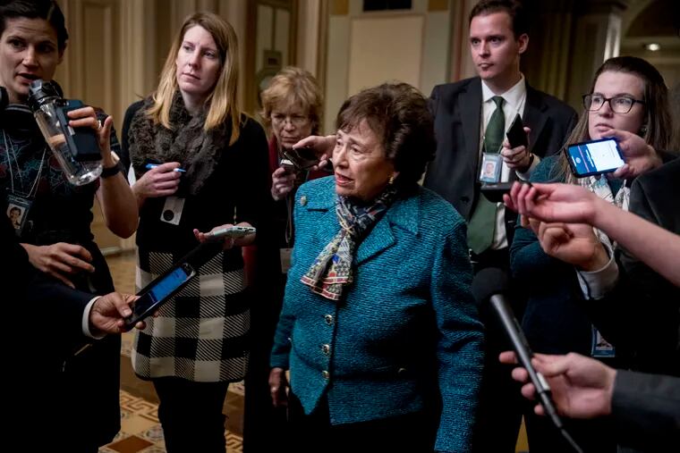 House Appropriations Committee Chair Nita Lowey (D-N.Y.) speaks to reporters as she arrives for a closed-door meeting at the Capitol on Monday.