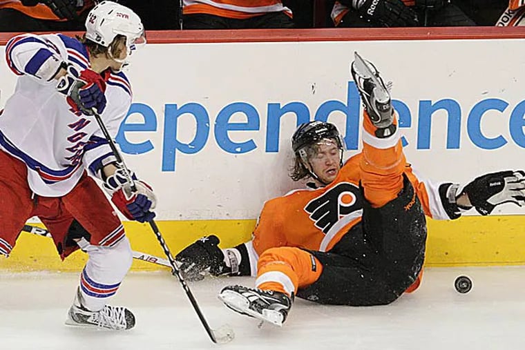 After the eighth-place Rangers breezed to a 5-2 laugher, Jakub Voracek and the Flyers will be feeling the pain of reality on Wednesday morning. (Steven M. Falk/Staff Photographer)