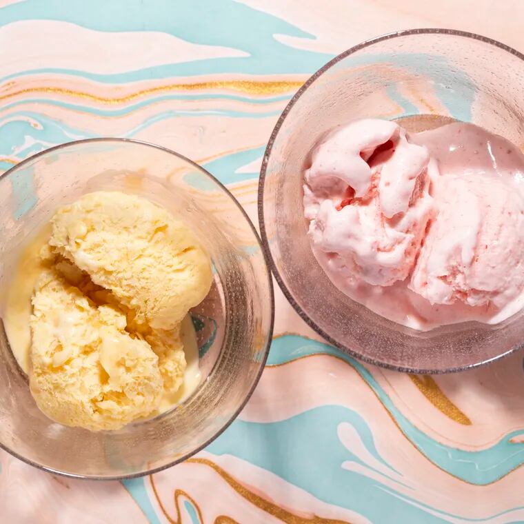 Passion fruit and raspberry ice cream are made from only three ingredients.
