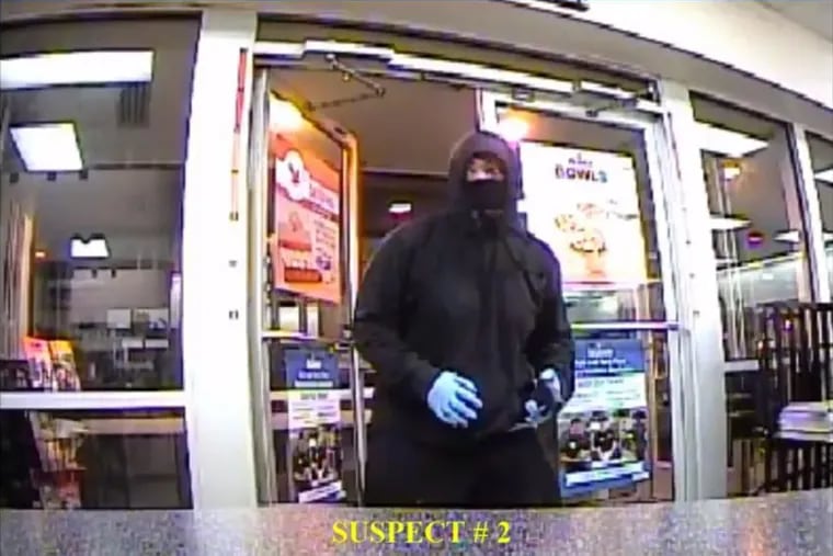 Image from surveillance video shows one of three masked men who robbed Wawa in Radnor on June 17.