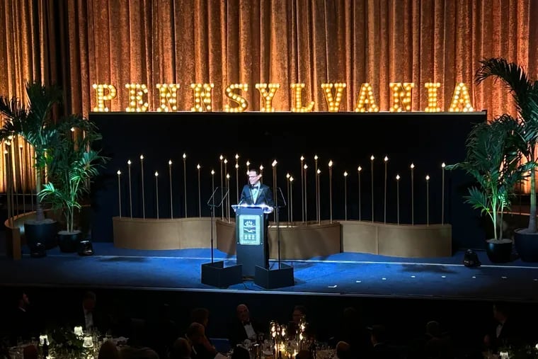 Gov. Josh Shapiro addresses the annual Pennsylvania Society dinner at the Hilton Midtown in New York City on Dec. 2, 2023.