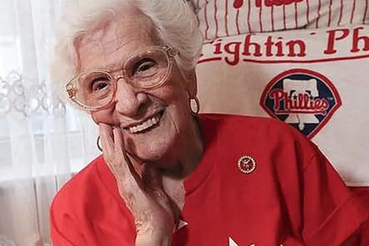 100-year-old Celestine Zambino has earned the right to curse Charlie Manuel now and then. (Steven M. Falk/Staff Photographer)