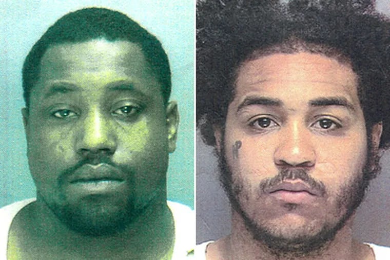 Dwayne Robinson (left) and Joseph Cebollero are charged in connection with Sunday's shootings outside the Franchise Sports Bar and Grille.