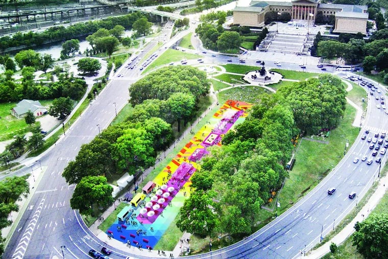 A 34,240-square-foot mural will blanket Eakins Oval as part of summer pop-up park The Oval+, returning Friday, July 19.