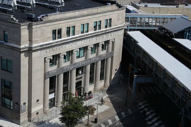 The newly renovated Esperanza Health Center at Kensington and Allegheny in Philadelphia is located in a grand bank building next to the busy Market-Frankford El station.